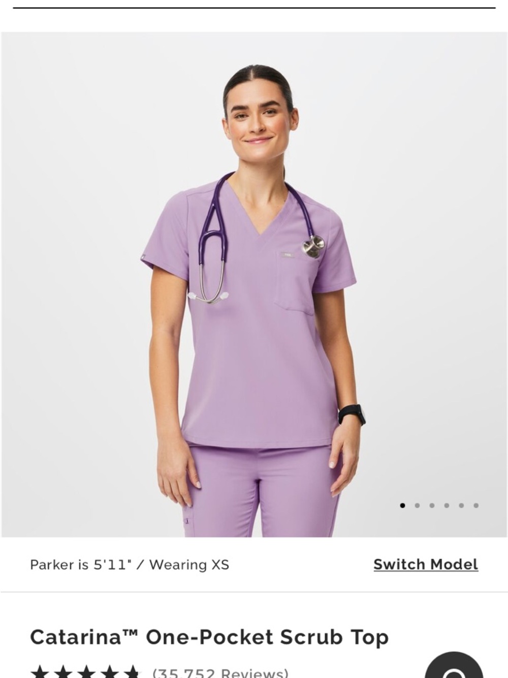 Figs One-Pocket Scrub Top — Lavender dew